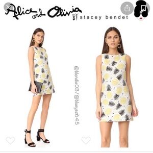 Alice + Olivia Clyde Shift Mini Dress Pineapple print